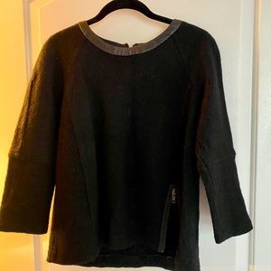 Madewell Wool Pullover with Real Leather Trim